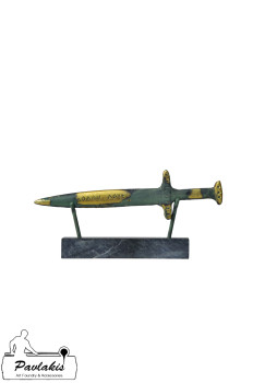 Statue of a sword on a marble base B ( or without a base)  " ΜΟΛΩΝ ΛΑΒΕ"